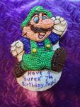 Luigi birthday cake made with shaped cake pan from MPL collection