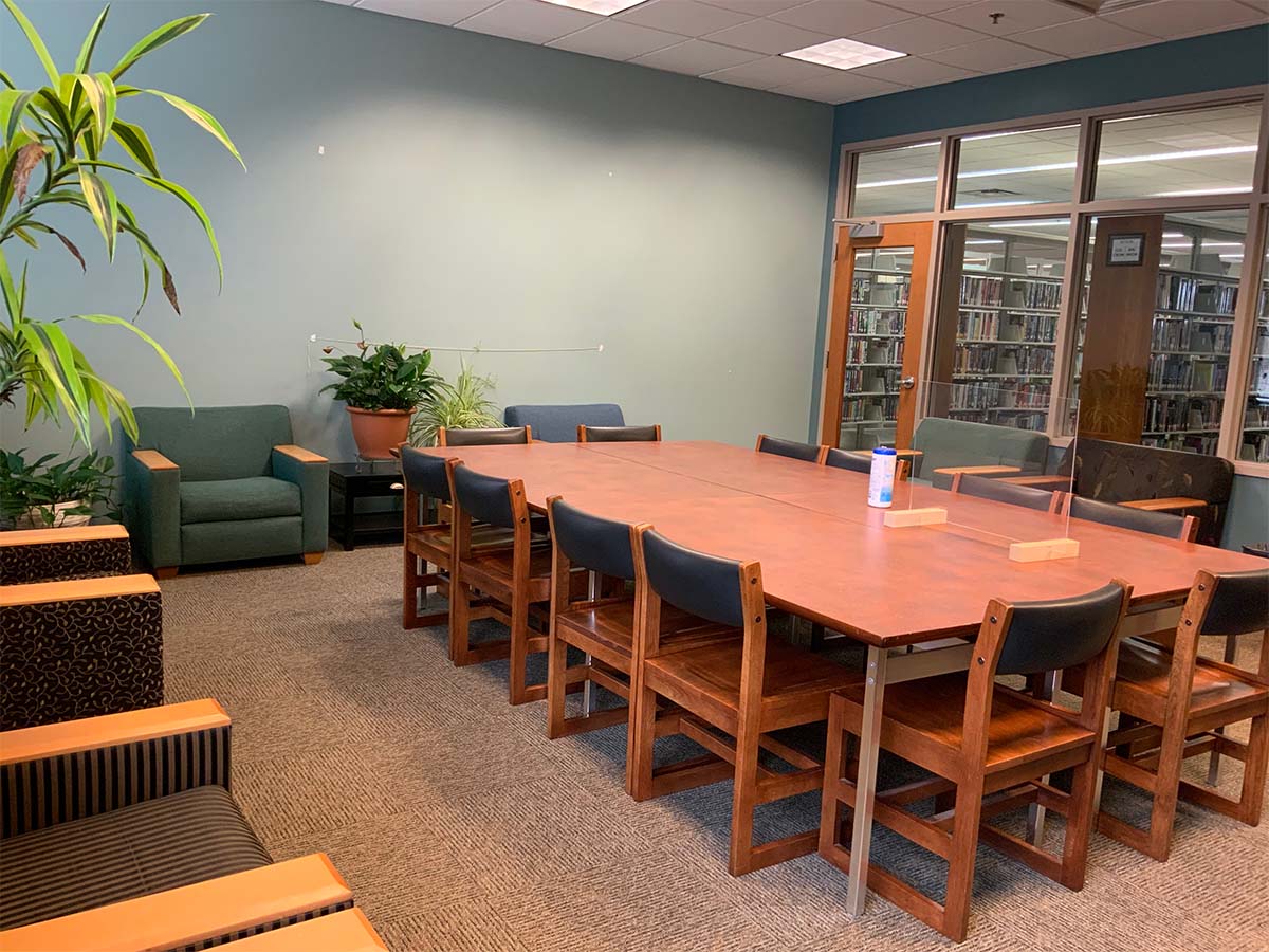 Conference table and chairs inside the Franklin Room