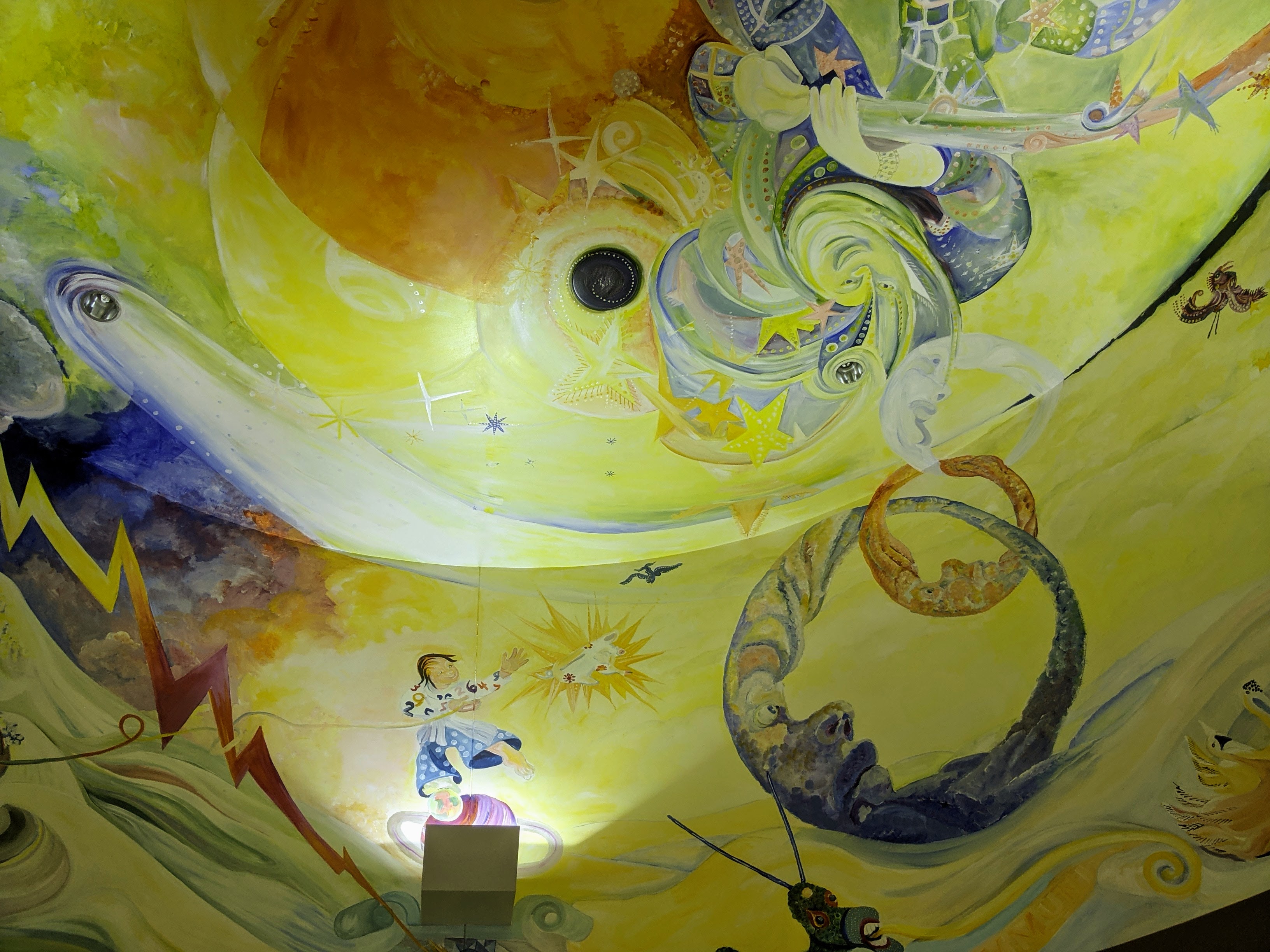 Closeup of abstract elements from "The Brainstorm" mural