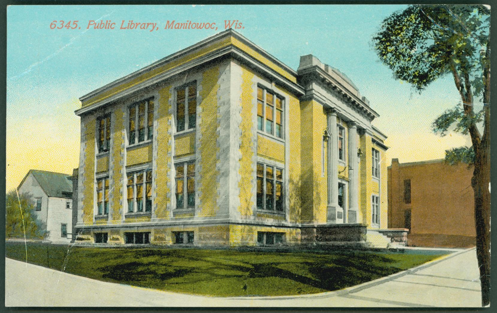 Carnegie Library exterior (colorized)
