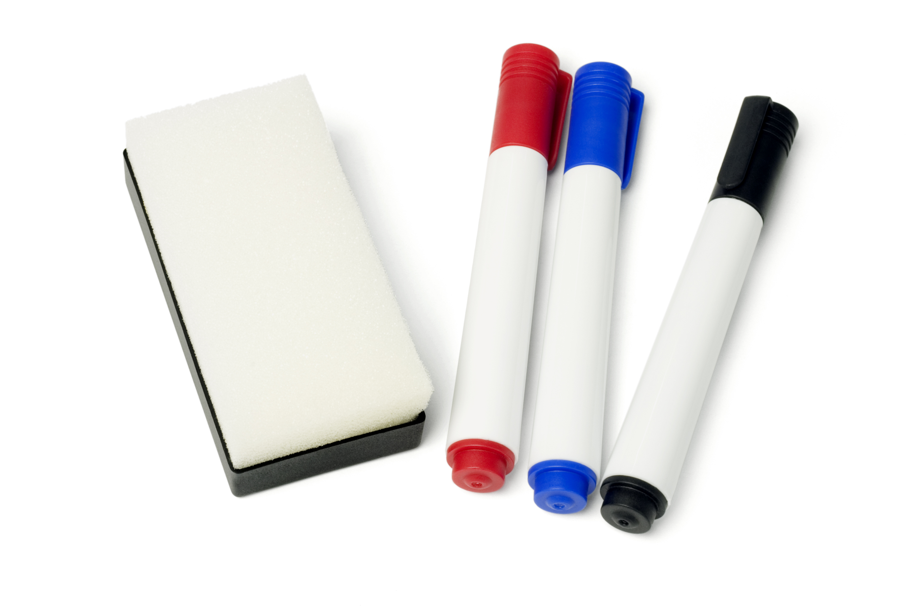 Dry erase markers and eraser