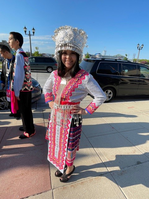 Woman wearing traditional Hmong dress