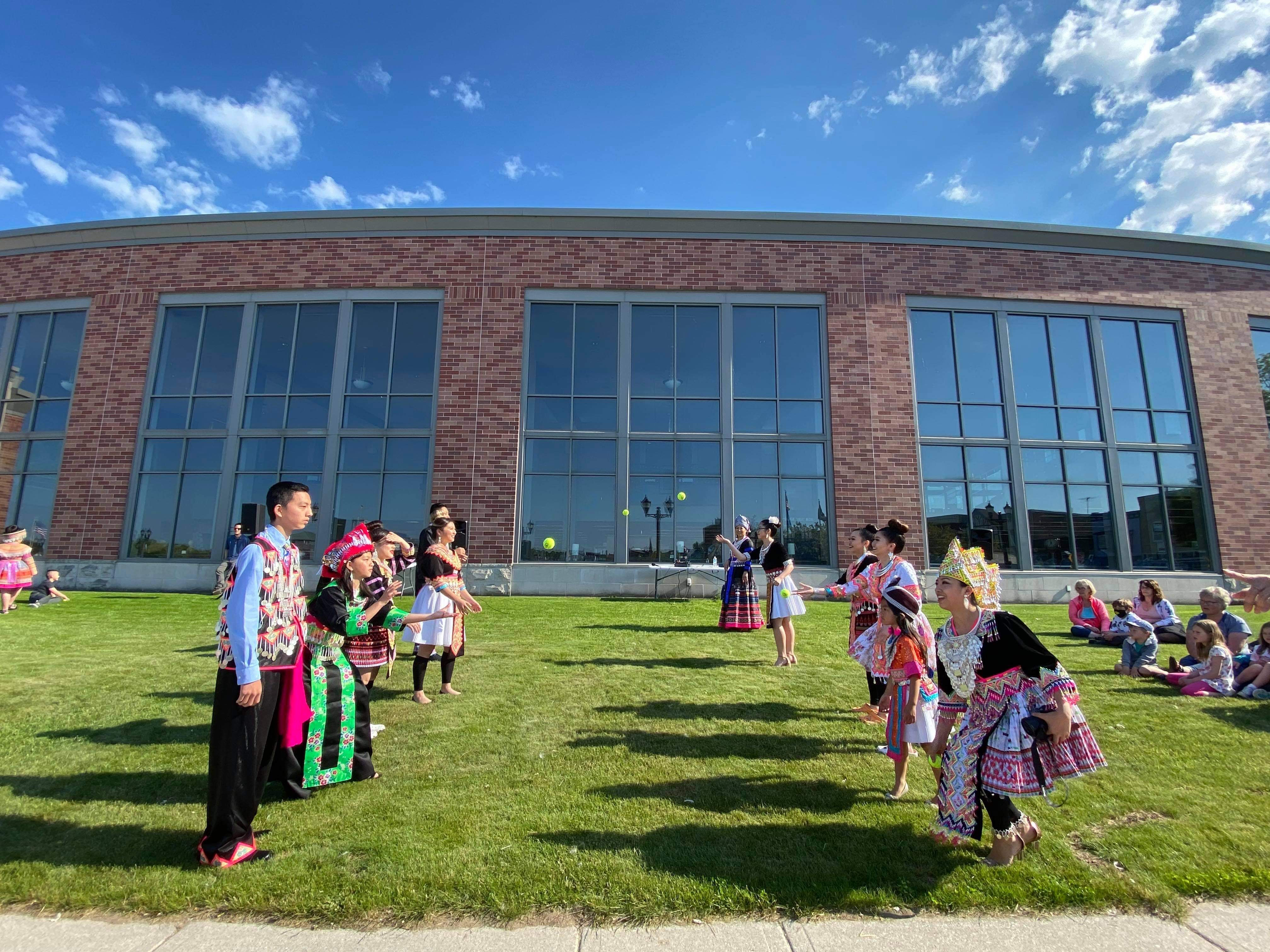 Participants playing traditional Hmong ball game