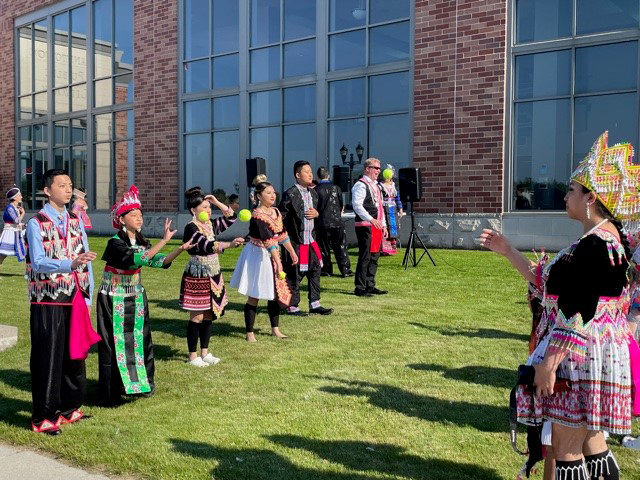 People playing traditional Hmong ball game