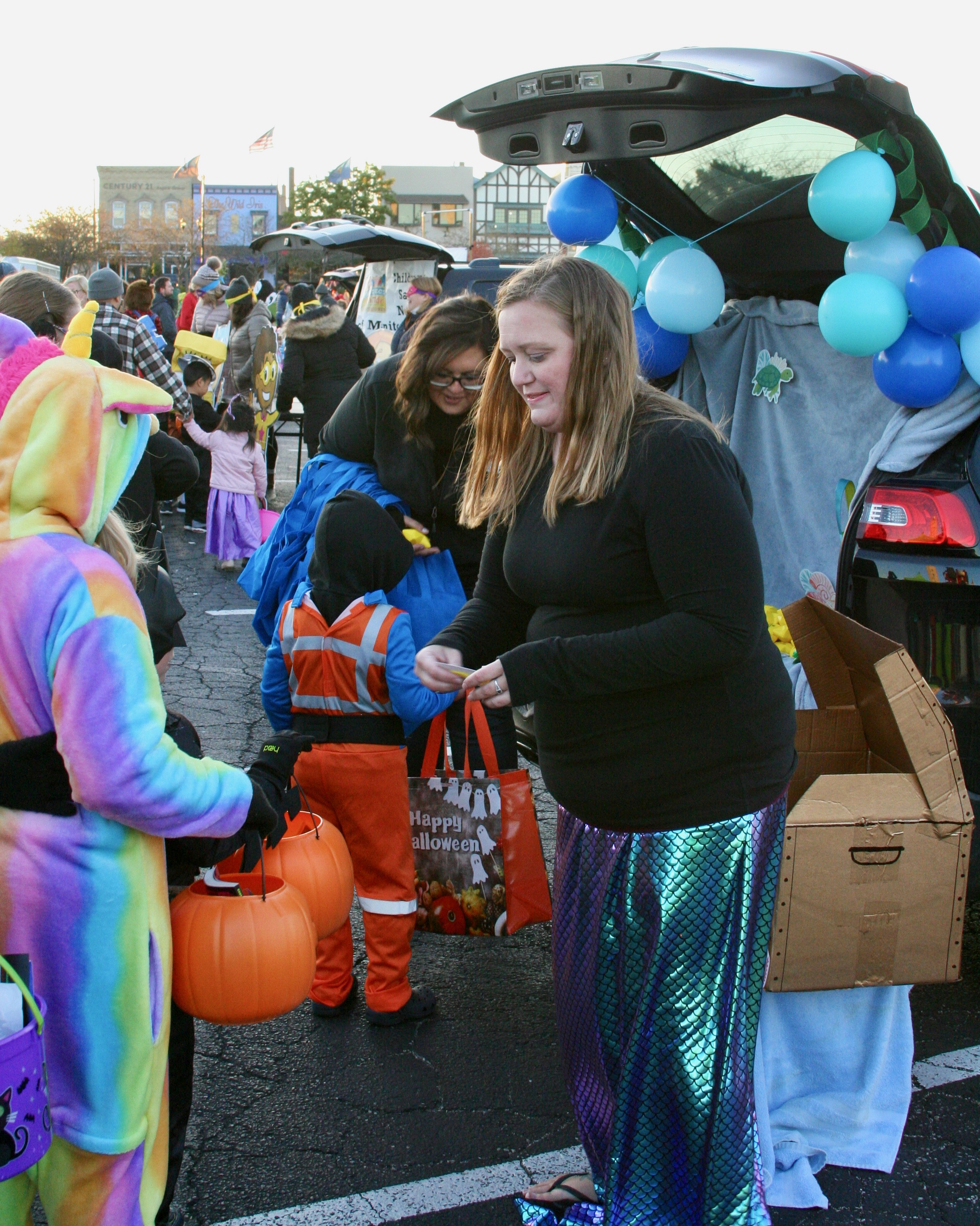 Participants handing out treats