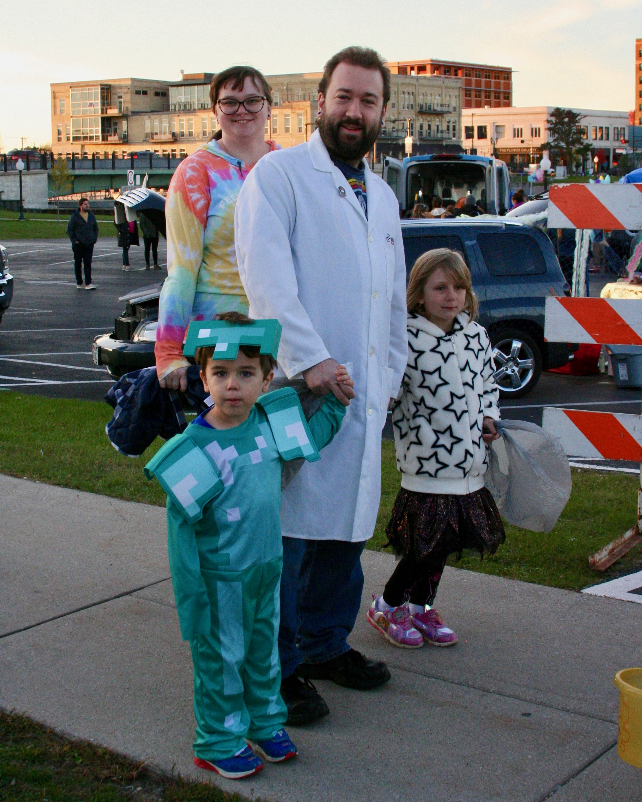 Costumed family at event