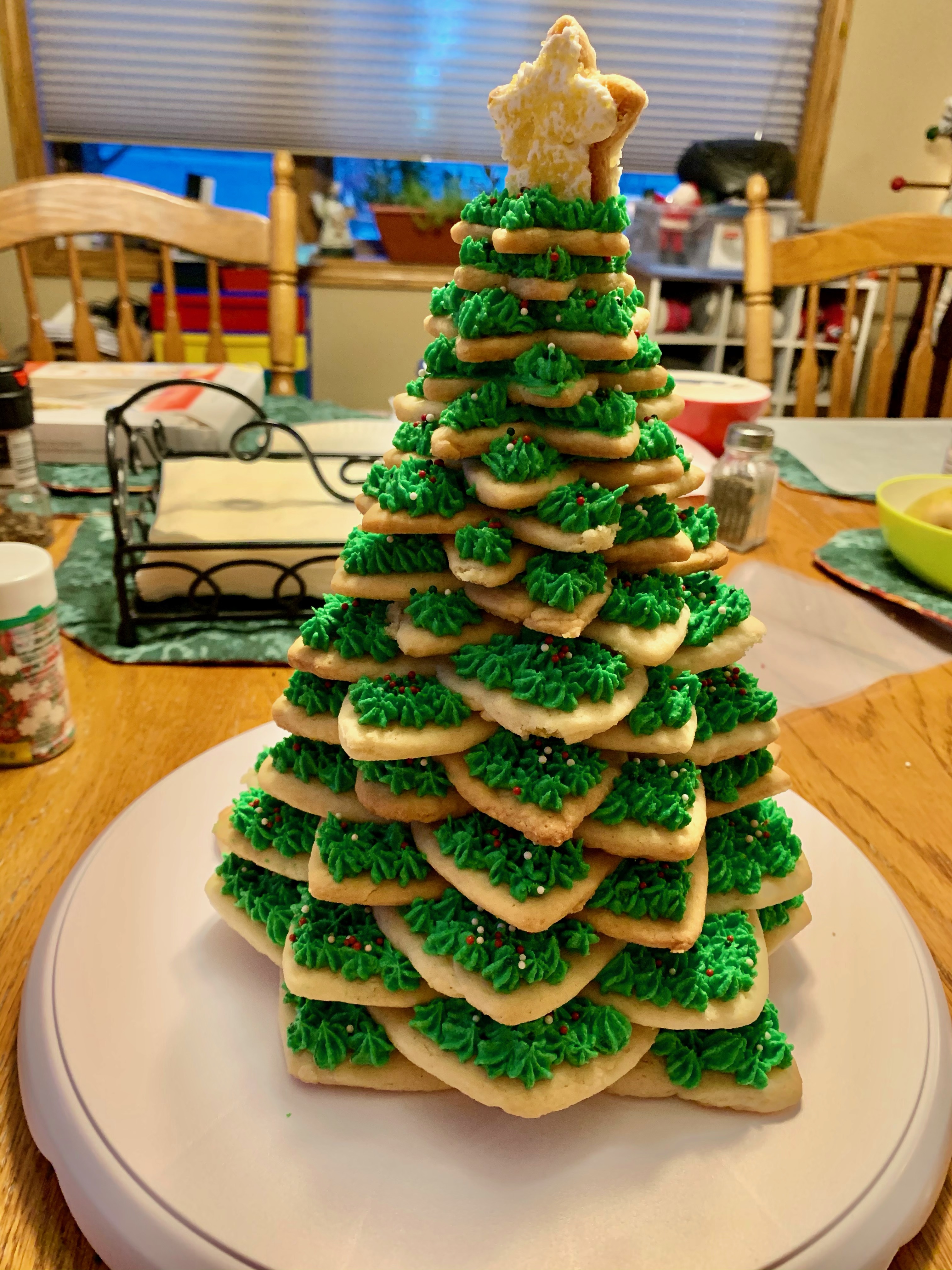 Christmas tree made of increasingly smaller iced cookies