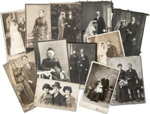 Collage of historic black & white family portraits
